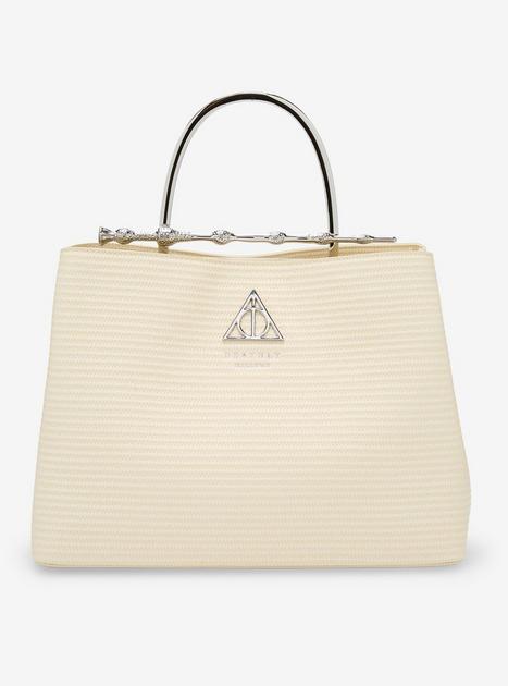 Loungefly Harry Potter Deathly Hallows Elder Wand Raffia Texture Cream Handbag