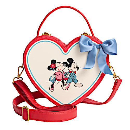 Loungefly Macy's Mickey Mouse & Minnie Mouse Heart Shaped Crossbody Bag