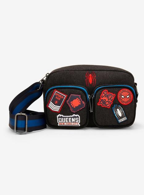 Loungefly Marvel Spider-Man Patches Denim Crossbody Bag