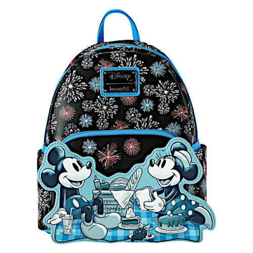 Loungefly Mickey & Minnie Mouse Fireworks Picnic Glow Mini Backpack