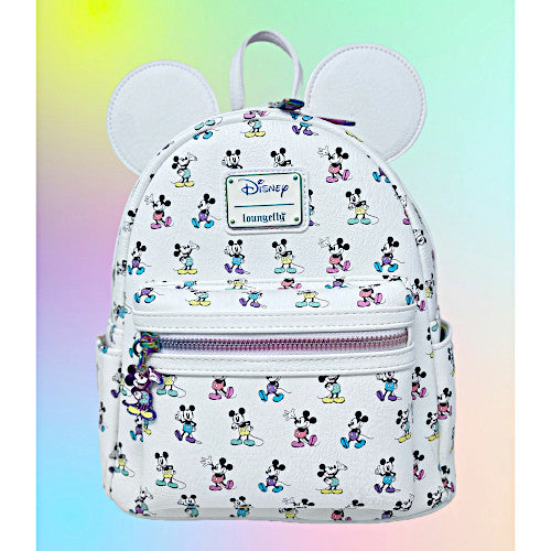 Loungefly Mickey Mouse Pastel Rainbow Poses AOP Mini Backpack