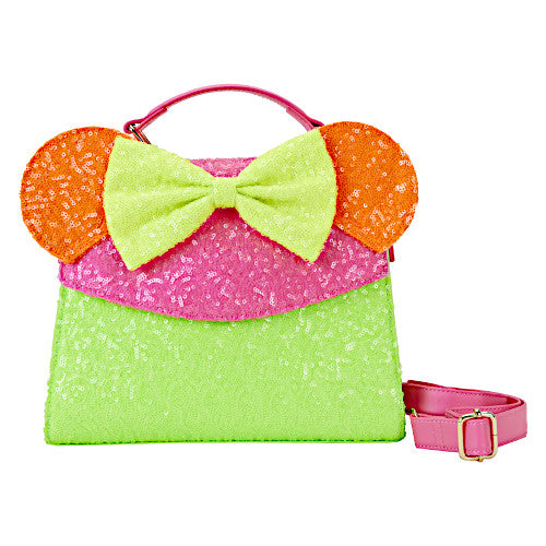 Loungefly Minnie Mouse Color Block Neon Sequin Crossbody Bag