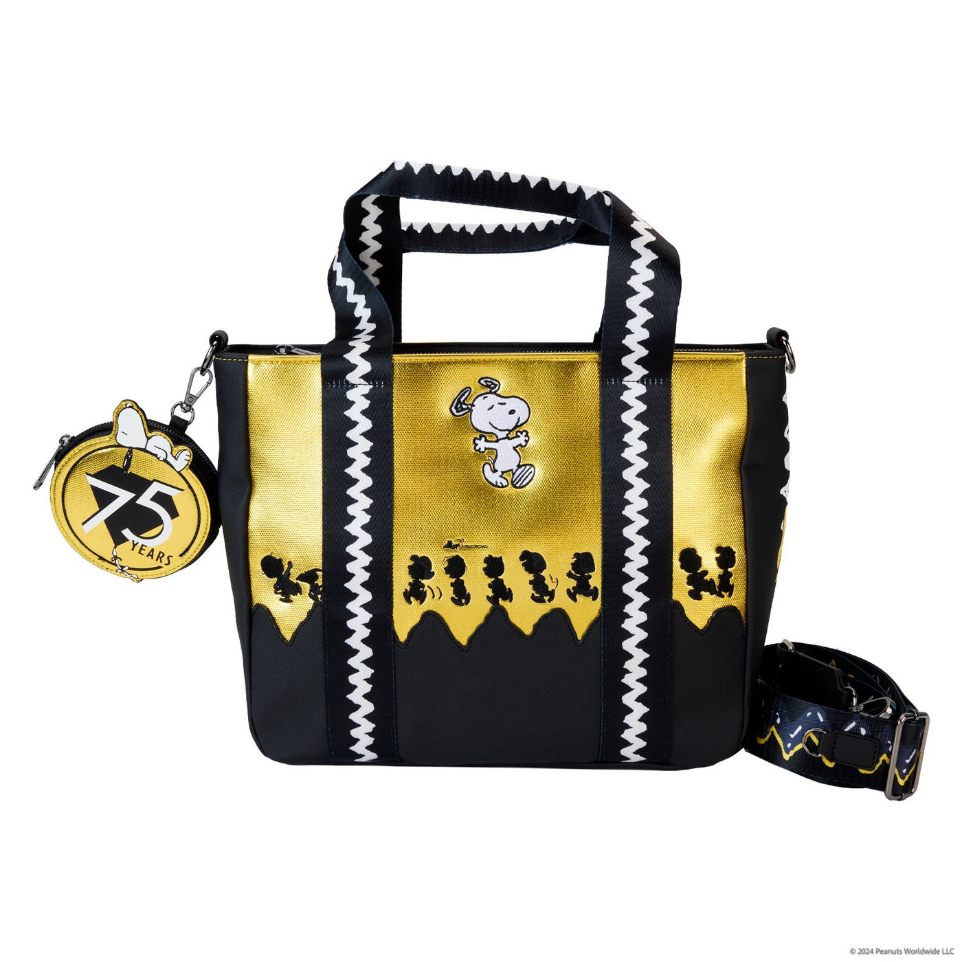 Loungefly Peanuts 75th Anniversary Snoopy & Gang Tote Bag with Coin Ba