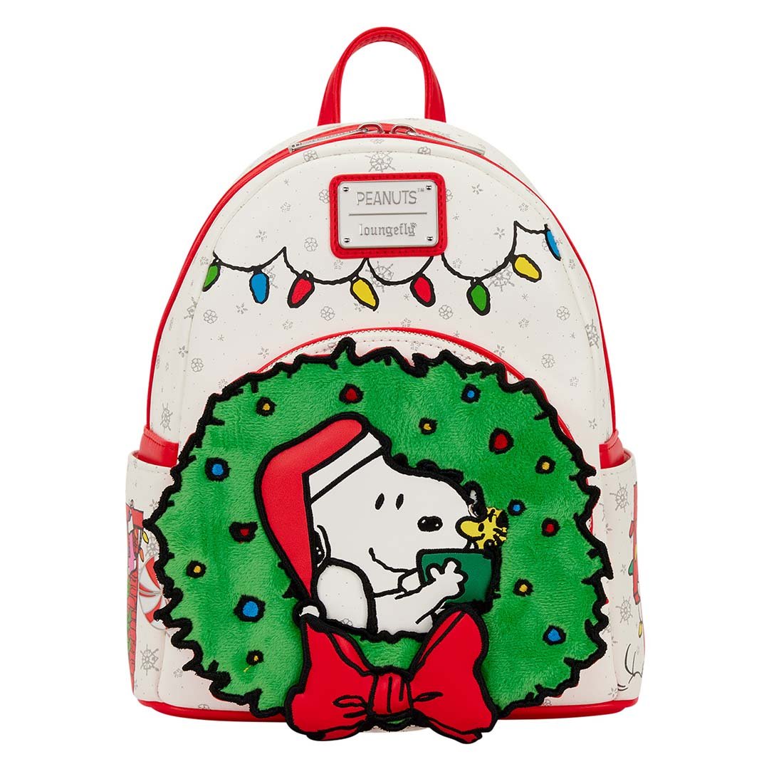 Loungefly Peanuts Snoopy & Woodstock Holiday Plush Wreath Mini Backpac