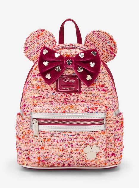 Loungefly Pink Bouclé Fabric Minnie Mouse Ears Mini Backpack