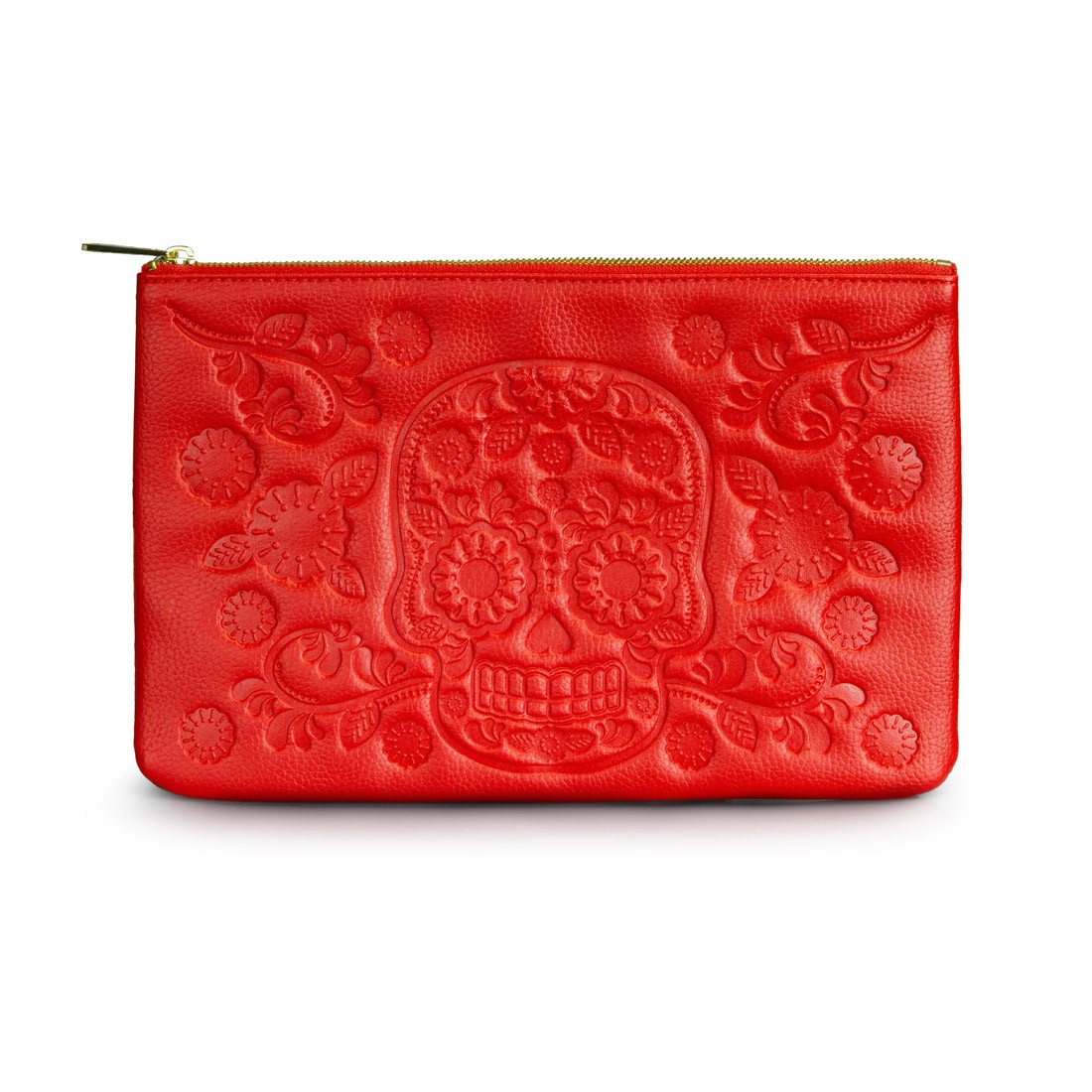 Loungefly Red Embossed Sugar Skull Clutch