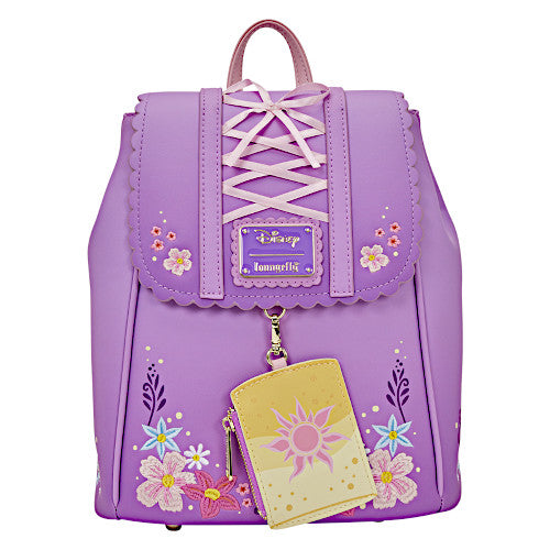 Loungefly Tangled Rapunzel Floral Flap Mini Backpack With Coin Bag