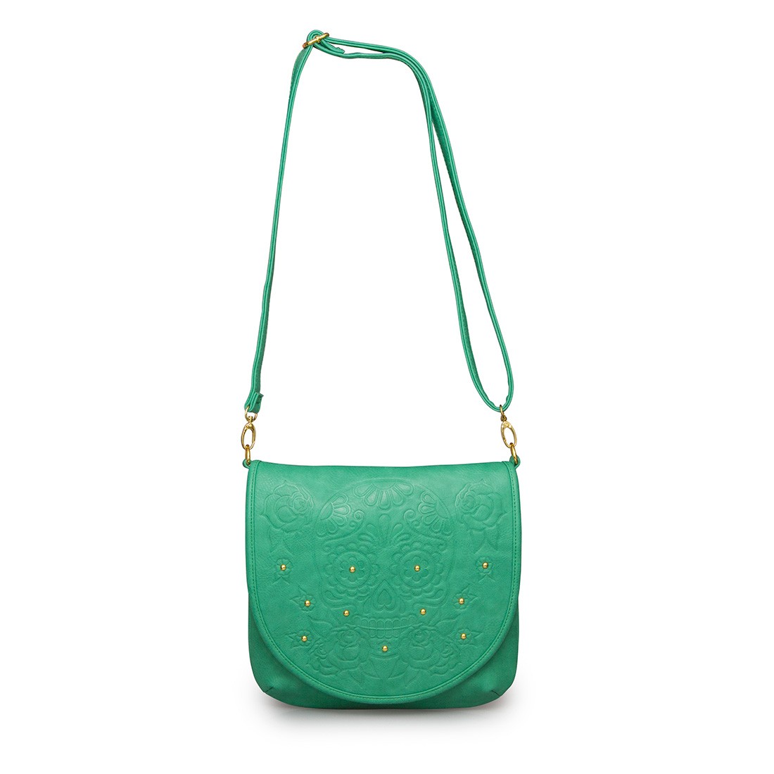Loungefly Teal Embossed Sugar Skull Crossbody With Studs