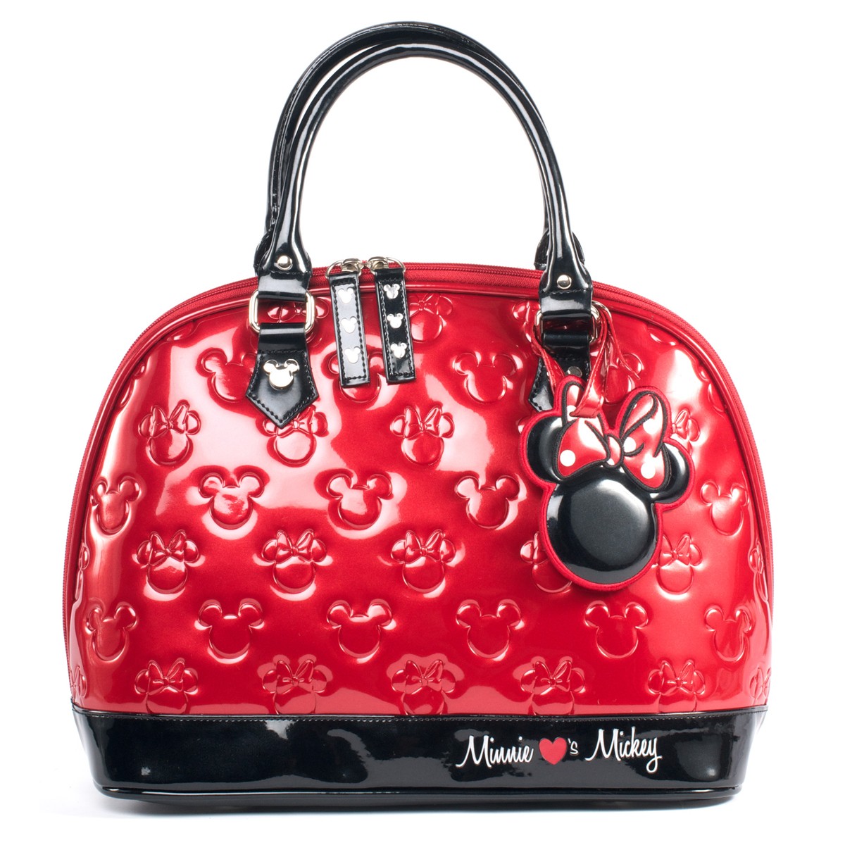 Mickey and Minnie Red and Black Patent Embossed Bag