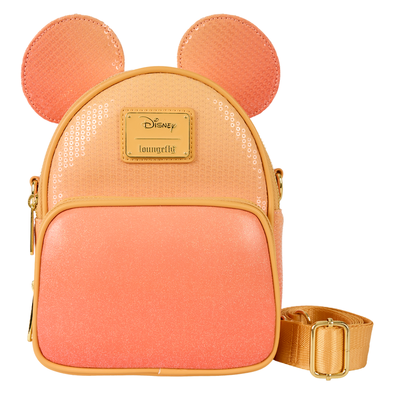 Mickey Mouse Glitter Peach Sequin Convertible Mini Backpack & Crossbody Bag