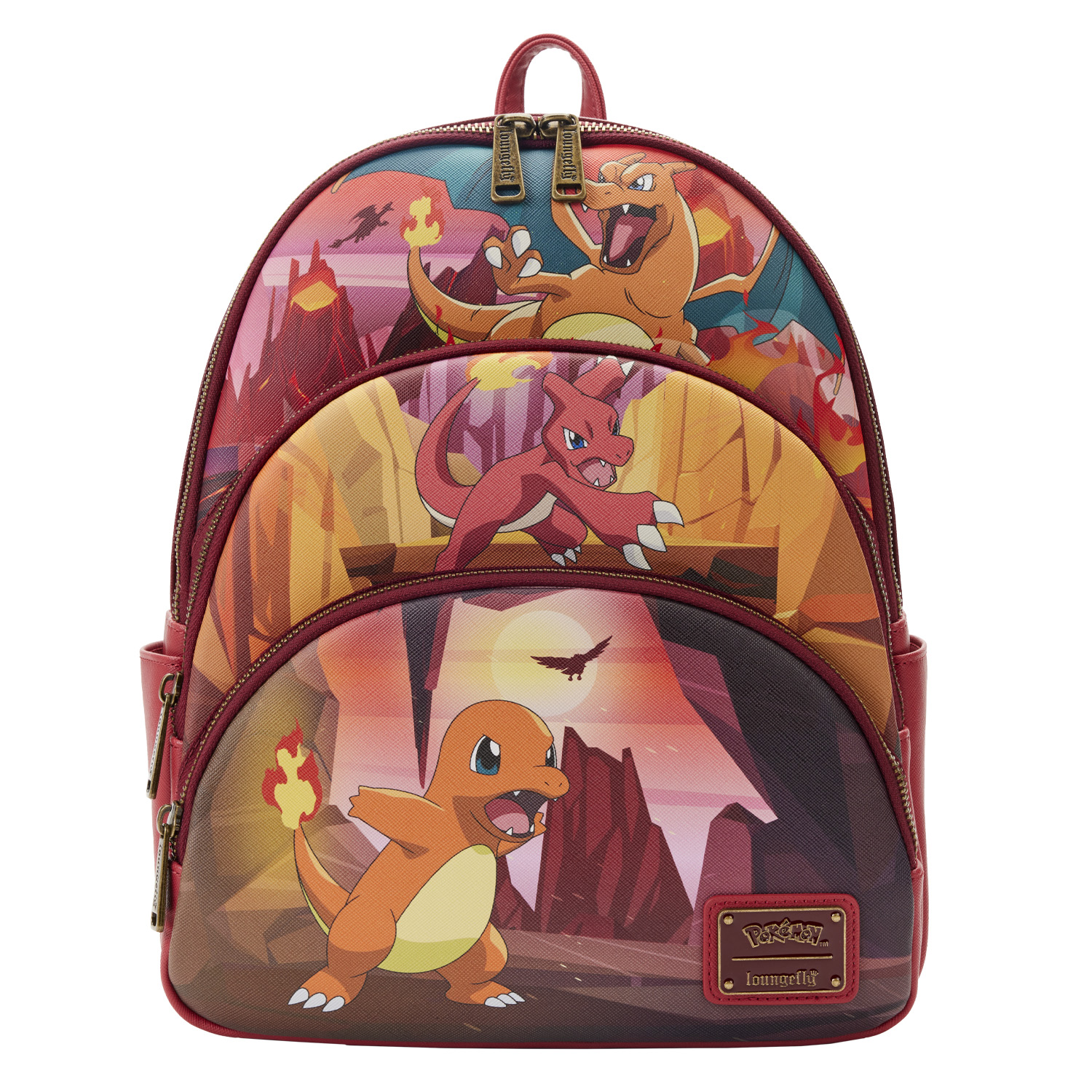 Pokemon Loungefly Mini Backpack - Charmander Evolutions Triple Pocket