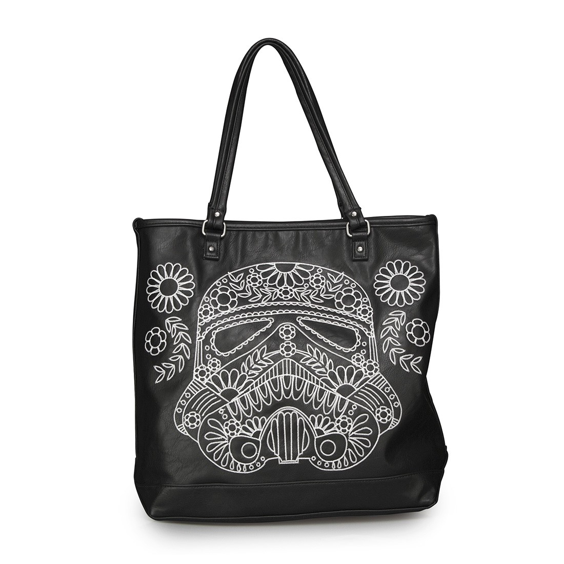 Star Wars Storm Trooper Walking Stitch Floral Denim Tote