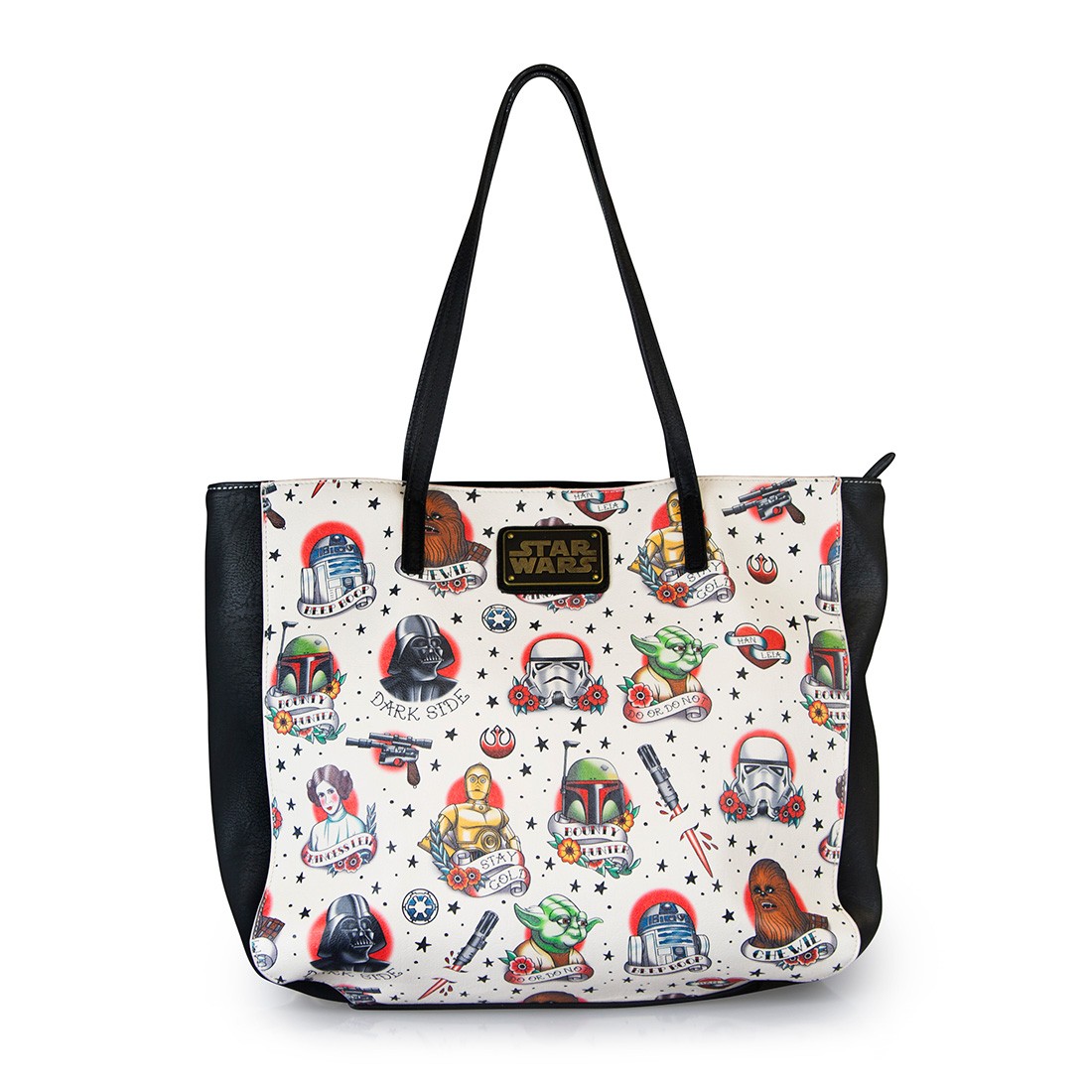 Star Wars Tattoo Flash Print Faux Leather Tote Bag