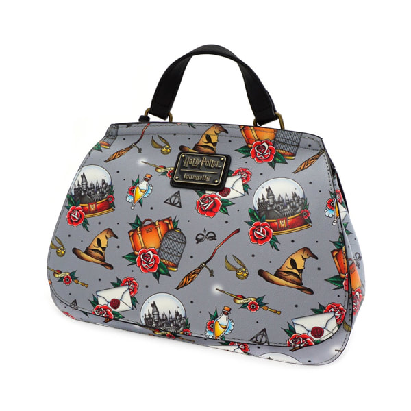 Universal Loungefly Crossbody Satchel Bag - Harry Potter Relics Tattoo Print