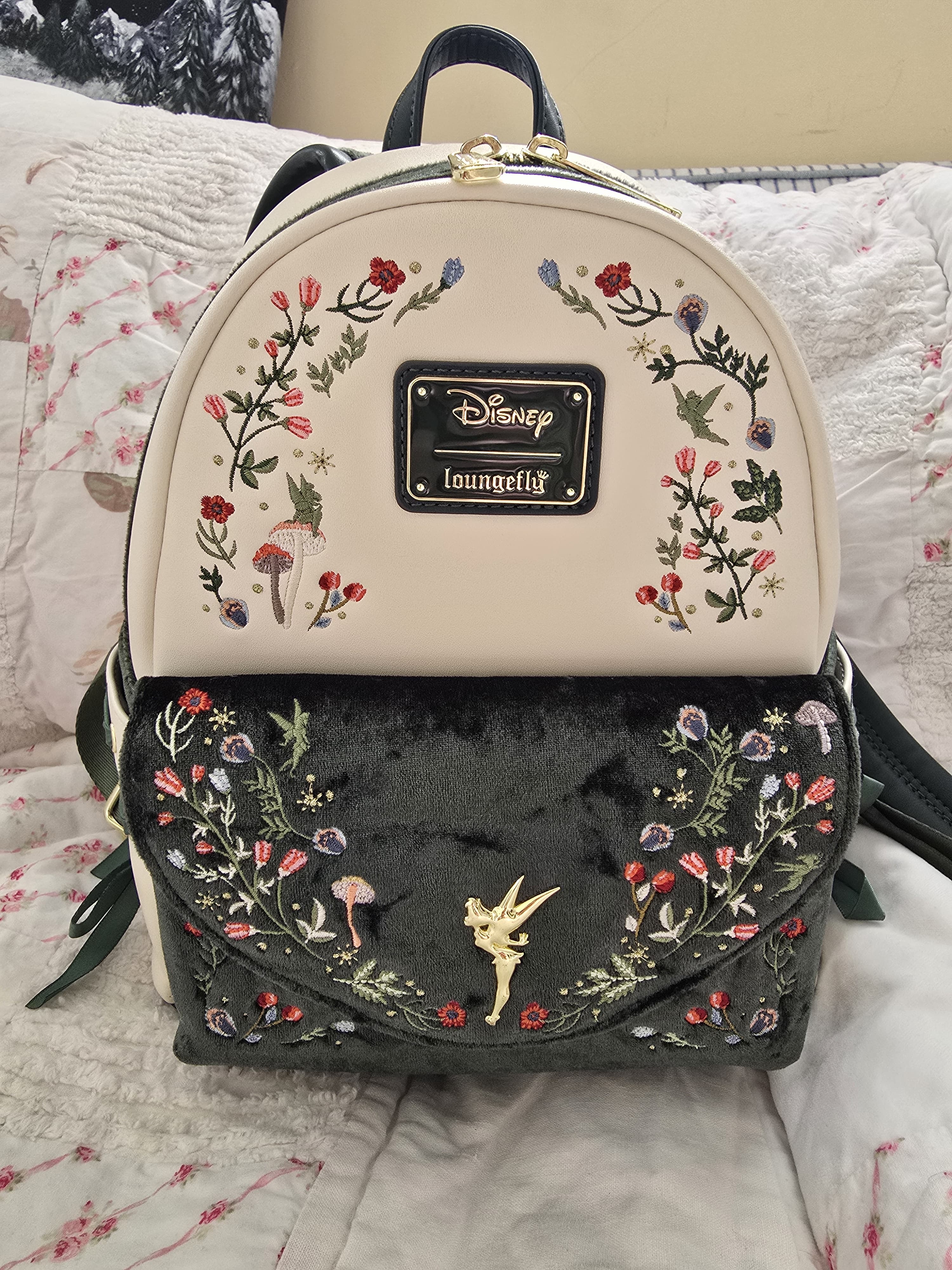 Peter Pan Tinker Bell Loungfly Exclusive Floral Velvet Mini Backpack